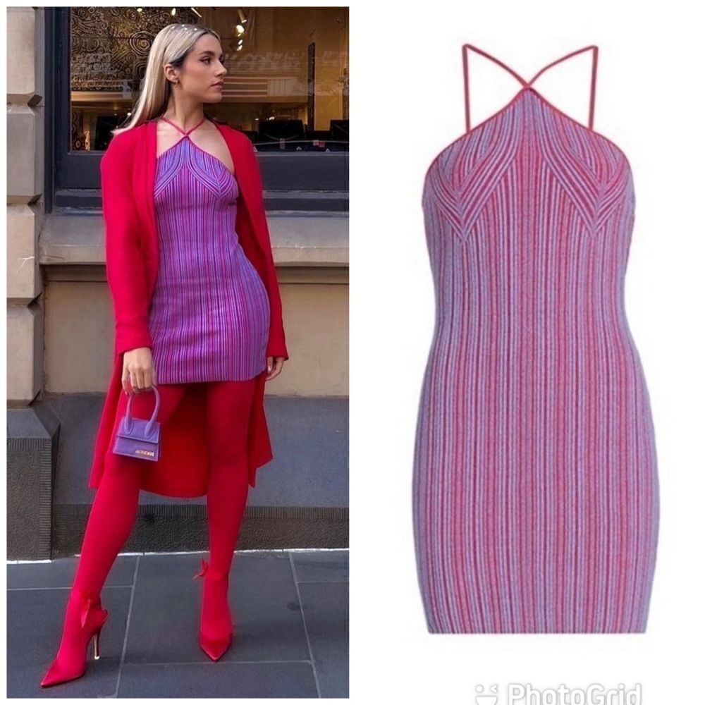NEW Anna Quan Tanesha Ribbed Mini Dress Electric Size 2 XS